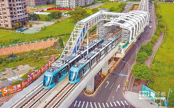 即將在年底通車的淡海輕軌綠山線。（新北市捷運工程局提供）