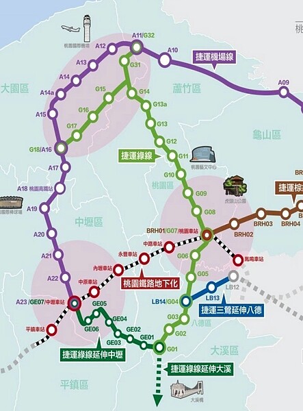 桃園市捷運綠線工程全線21站,土建工程第一個標案月底開標,預定10月中旬動工。記者曾增勳/翻攝