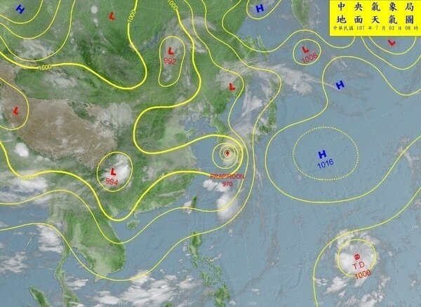 今天早上8時，台北東南東方約3100公里，有熱帶性低氣壓生成。圖／擷取自中央氣象局網站
