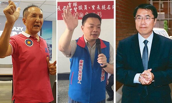 圖由左至右分為,台南市長參選人林義豐、高思博、黃偉哲。 圖/記者修瑞瑩攝影、記者吳政修攝影、聯合報系資料照片