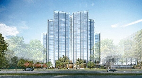 中壽敦北總部預計2019年完工,晶華酒店將承租14至17樓,改裝為奢華商務飯店。圖為中壽敦北總部示意圖。 報系資料照片