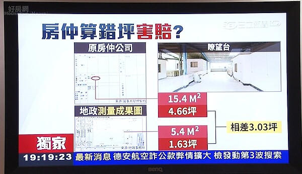 跟信義房屋買屋「3坪憑空消失了」(擷取三立新聞畫面)