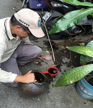 疾管署3日竟又查出新北市新莊區里瓊林某公司有17個有斑蚊孑孓積水容器,已現場開單要求立即改善。圖/疾管署提供