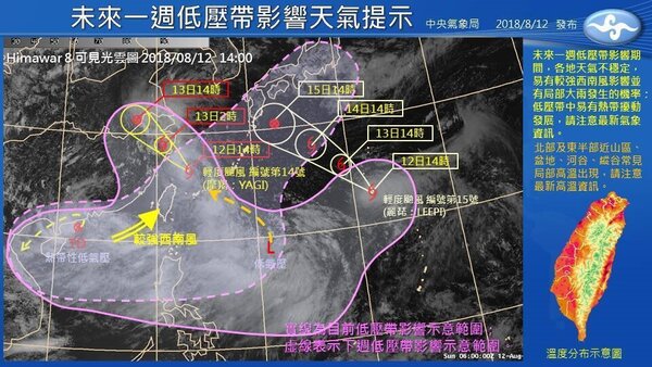 未來一周台灣天氣不穩。圖／中央氣象局提供
