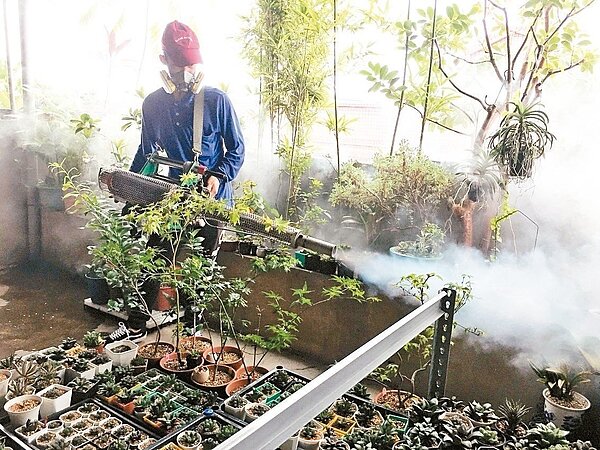 新莊區前天新增本土登革熱確診病例,衛生局呼籲無法配合入戶噴藥消毒的住戶,務必到里辦公處領取噴霧罐在家噴消,並配合繳回空罐。 圖/新北市消防局提供