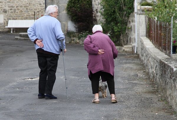 老人 高齡化 夫妻 拐杖 