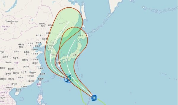 今年第19號颱風蘇力及第20號颱風西馬隆，明起接力影響日本。 擷自中央氣象局