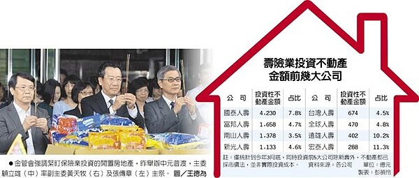 壽險業投資不動產金額前幾大公司