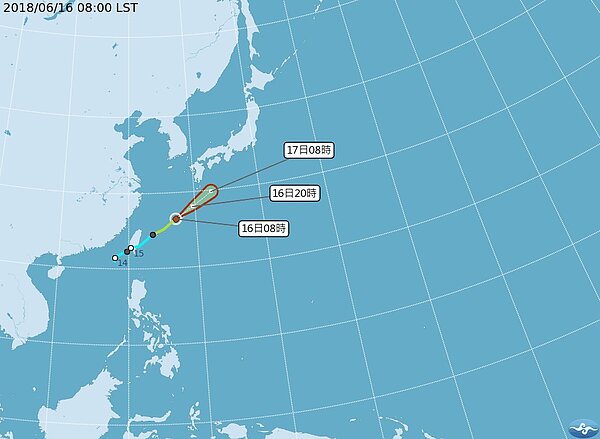吳聖宇表示，凱米颱風遠離台灣附近，往琉球、日本方向移動。圖／翻攝自氣象局網站