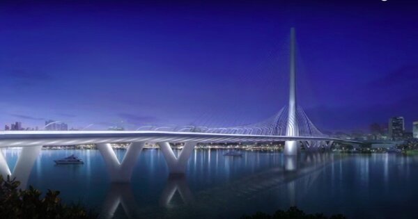 圖為淡江大橋主橋設計示意圖。圖／公路總局提供
