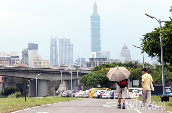 中央氣象局說，今天水氣略增，北部及東半部地區的雲量增多、降雨機率稍微提升，中南部則維持晴到多雲的天氣，僅山區有小範圍降雨。聯合報系資料照／記者林俊良攝影 
