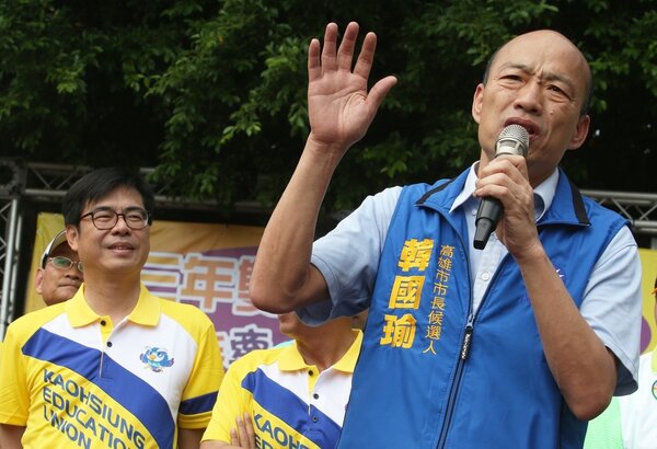 藍綠高雄市長候選人韓國瑜（右）、陳其邁（左）。本報資料照片 記者劉學聖／攝影 