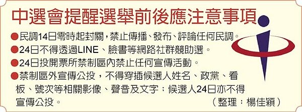 中選會提醒選舉前後應注意事項