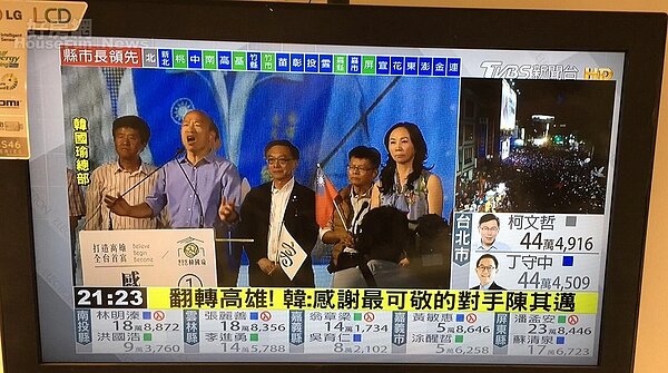 韓國瑜發表當選感言 (圖/翻攝自電視新聞畫面)