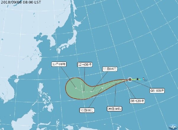 第22號「山竹」輕度颱風，氣象專家指出有可能發展成為今年最強颱風（圖／截至中央氣象局）