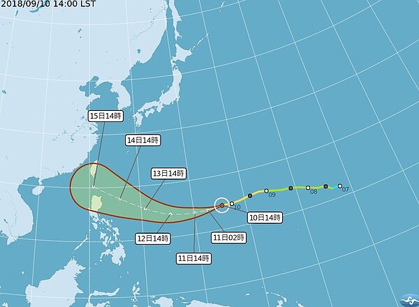 氣象局:熱低壓若明午前成颱 將發海陸警報(氣象局)