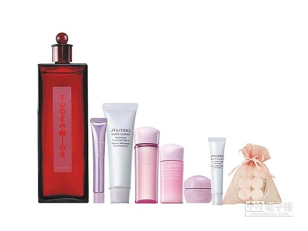 中友百貨的SHISEIDO國際櫃紅色夢露200ml,贈保養7件組,價值4475元,中友獨家限量100組卡友價1980元。(中友百貨提供)