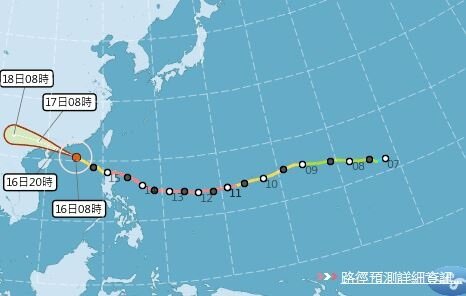 山竹颱風強勢來襲，影響香港近千班航班（圖／截至中央氣象局）