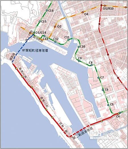 穿越過港隊道的旗津捷運系統路線,未來可串接亞灣和駁二特區,形成一個南高雄的觀光路網。圖/高雄捷運局提供