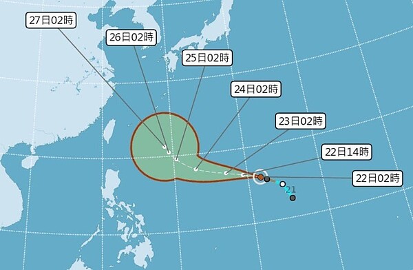 潭美颱風潛勢圖。圖／擷取自中央氣象局網站