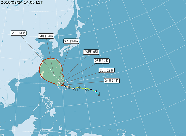 潭美今天下午增強為強颱。圖／氣象局