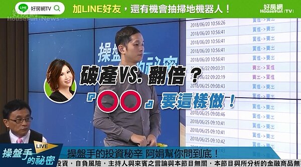 財經網紅雷諾德在直播節目《操盤手的秘密》中分享投資必須掌握的眉角。
