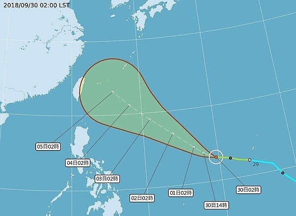 輕颱康芮侵台與否變數大。（圖／截自中央氣象局）