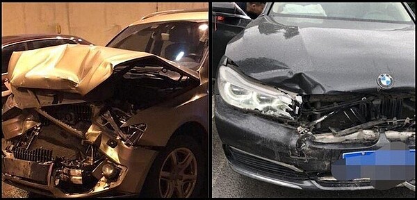 豪華車隊最後變成豪華車禍。圖片來源/中新網