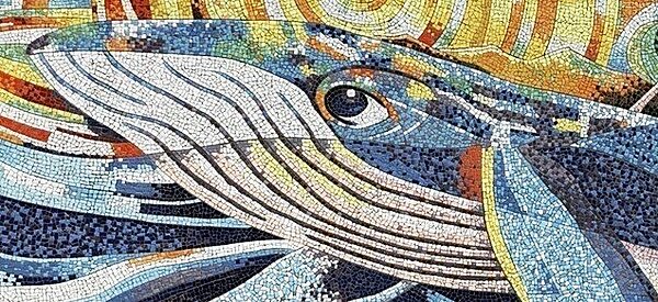 位在宜蘭縣羅東鎮的東光國中,最近完成新門面,在長達10.45公尺、高3.44公尺的校門牆上,出現了隻巨大馬賽克鯨魚,鯨魚身子長達9.6公尺,是由1萬多片磁磚,馬賽克拼貼而成。圖/宜蘭縣立東光國中提供/聯合新聞網