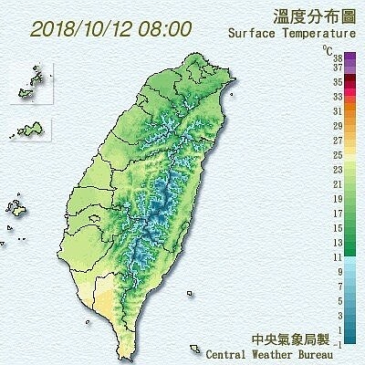 新北市淡水今天上午7時59分觀測到17.7度,創下今年入秋平地最低溫。圖/中央氣象局提供