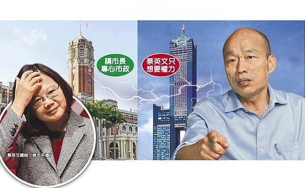 蔡英文總統(左)、高雄市長韓國瑜(右)。(圖/中國時報資料照片)。