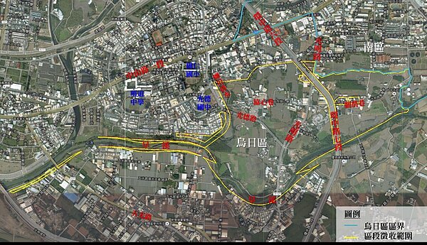烏日前竹區段徵收範圍示意圖。台中市地政局提供