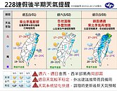 變變變！　一張圖告訴你228連假天氣變化