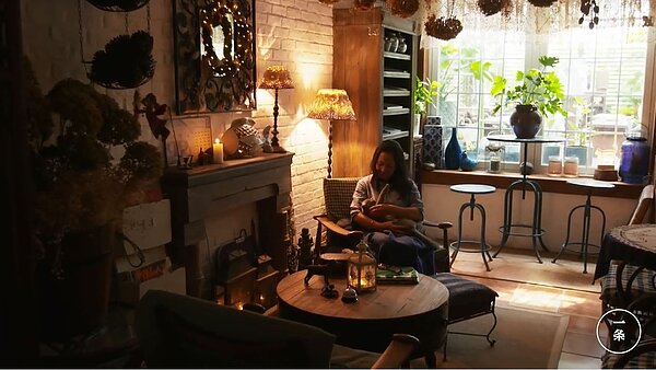 陳瑩瑩40歲在上海近郊買了一間別墅，從此改變她的生活。(擷取自一條影片)