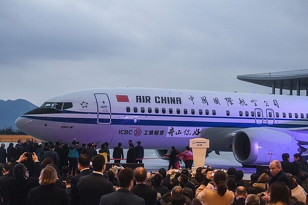 中國國際航空公司去年12月15日在舟山市迎接第一架波音737 MAX。 新華社