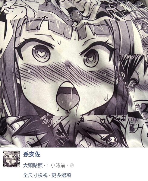 孫安佐回台後將臉書頭像照換成18禁漫畫圖。 圖／擷自孫安佐臉書