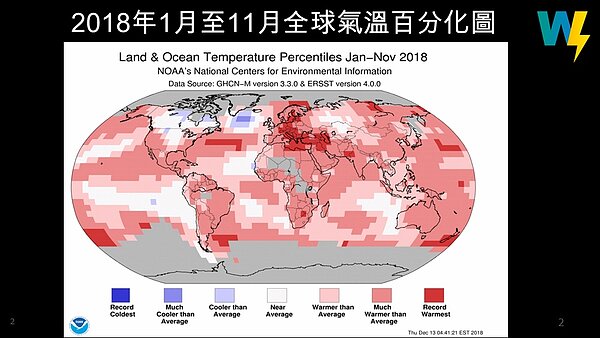今年1至11月全球氣溫。圖／翻攝自賈新興臉書