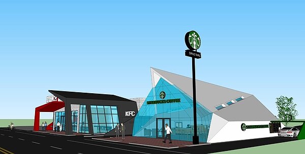 星巴克和肯德基昨天動工將進駐北港。 記者蔡維斌/攝影