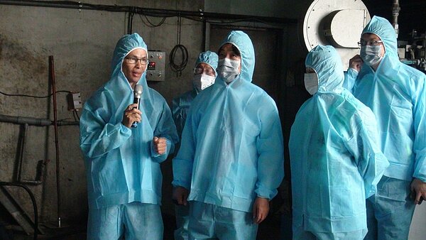 行政院長賴清德今天到台中視察養豬場蒸煮廚餘設施。記者余采瀅/攝影