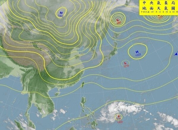 菲律賓東方海面熱帶性低氣壓，今明兩天有機會成颱。圖／翻攝自中央氣象局網站