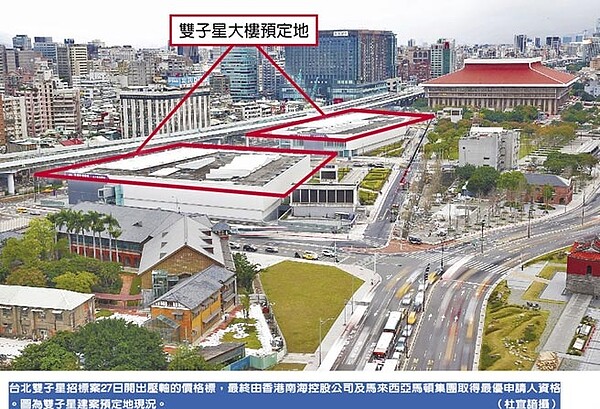 台北雙子星招標案27日開出壓軸的價格標,最終由香港南海控股公司及馬來西亞馬頓集團取得最優申請人資格。圖為雙子星建案預定地現況。(杜宜諳攝)