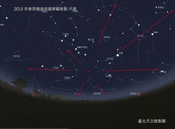 第一個五星級天象「象限儀座流星雨」將在4日凌晨達到每小時超過百顆流星的盛況。圖/台北市立天文館提供