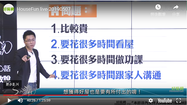 房市專家Sway在影片中提到四個好房問題（圖／取自好房網）