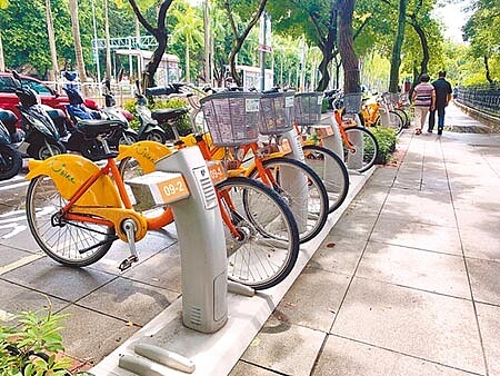 Youbike常無車可借或無車柱可還車，議員要求交通局建置即時監控系統。（林縉明攝） 