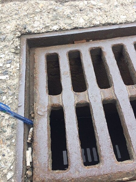 基隆市議員宋瑋莉指出，信三路鋪設地磚式的馬路卻破損不堪，坑坑洞洞就像一條「補破布」一樣，人孔蓋路面高低差甚至有5公分，爛路害民眾頻摔車，車子經過也怕損壞，要求迅速改善。圖／議員宋瑋莉提供