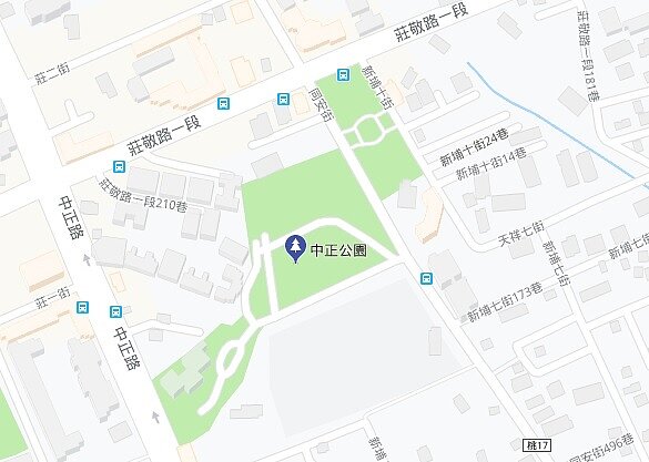 緊鄰桃園區同安街上的中正公園,面積達2.41公頃,一旁不但有埔子圖書館,周邊更是住家林立,由於當地人口眾多,對於停車空間、社福照護日增,為此市府將在同安街側規畫興建「地下停車場」與「社福館」。(圖/google map)
