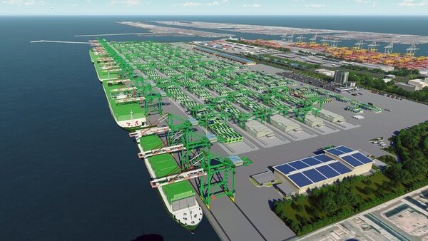 高雄港第七貨櫃中心模擬圖。 圖／台灣港務公司提供