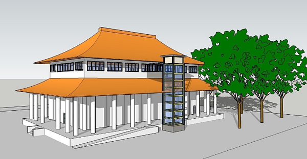 新竹市政府爭取經費為軍人忠靈祠裝設透光景觀電梯,方便年長及行動不便的遺眷上樓祭祀。圖/市府提供