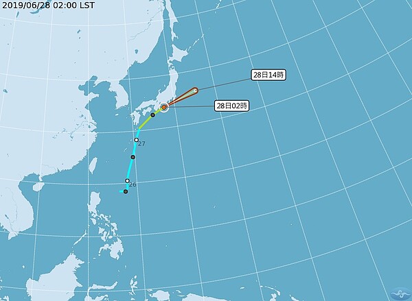 輕度颱風聖帕。圖／取自氣象局網站