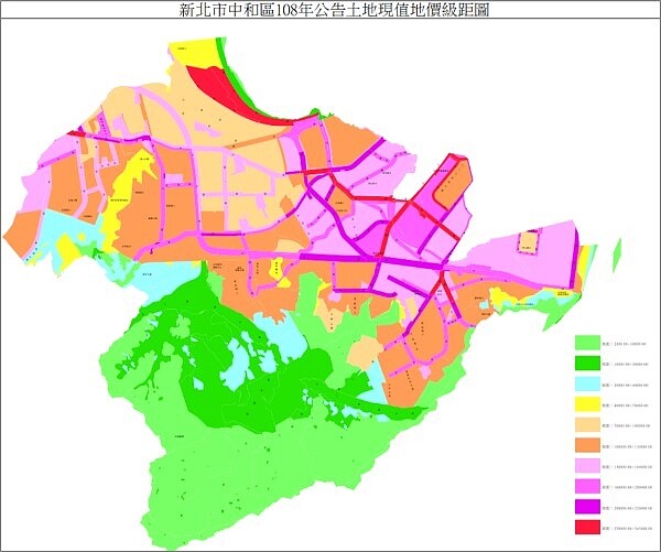 中和區屋齡分布圖。(圖/中和地政所)